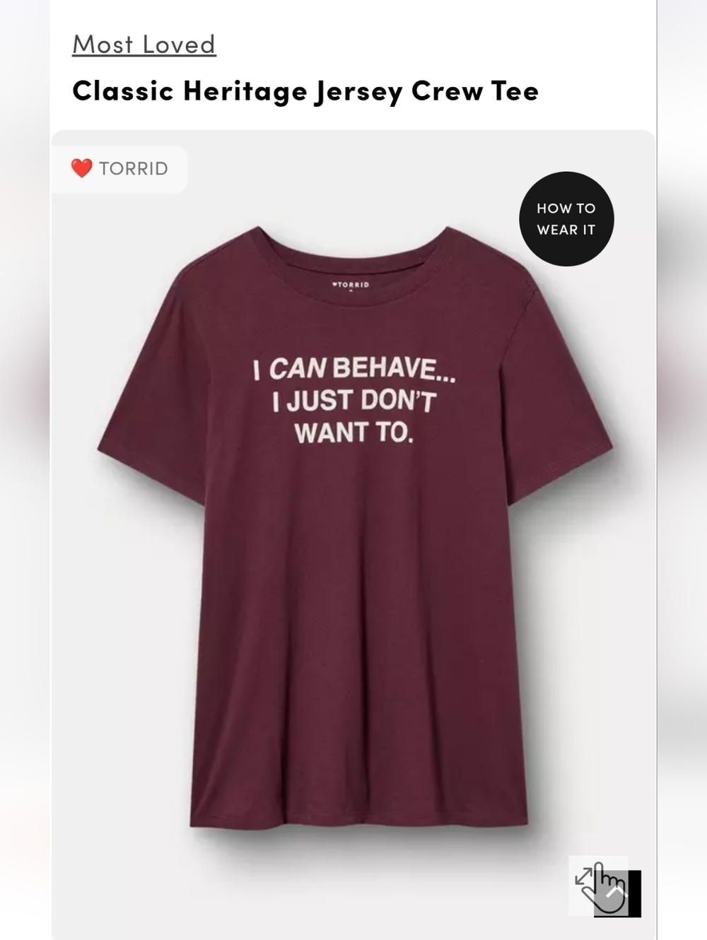 torrid Burgundy Graphic Tee with White Slogan